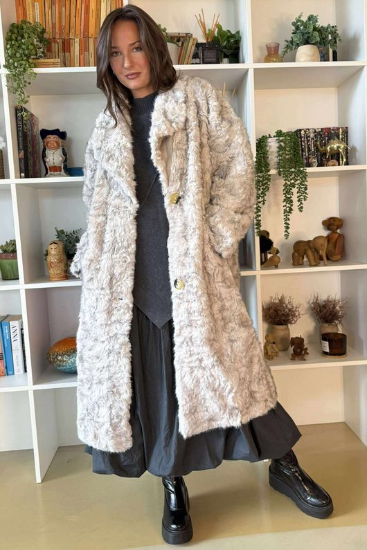 Paloma Dusk Premium Faux Fur Coat Grey Mist /20=